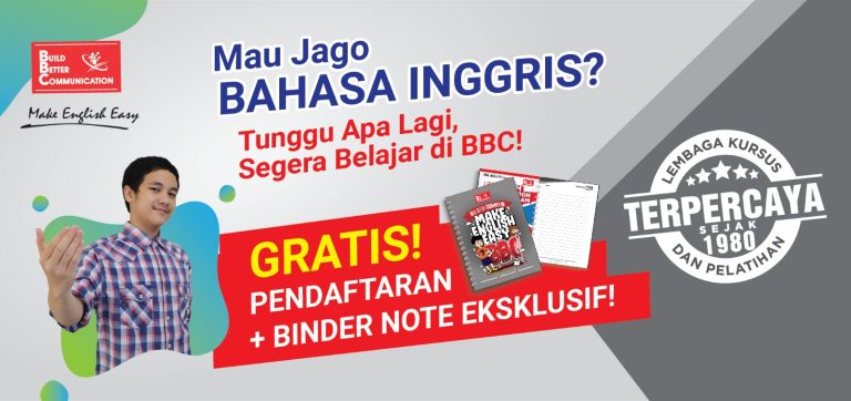 Promo Kursus Bahasa Inggris BBC: Gratis Pendaftaran & Note Book Eksklusif